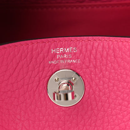 Hermes Taurillon Clemence Mini Lindy 20 Rose Shocking 13 of 23