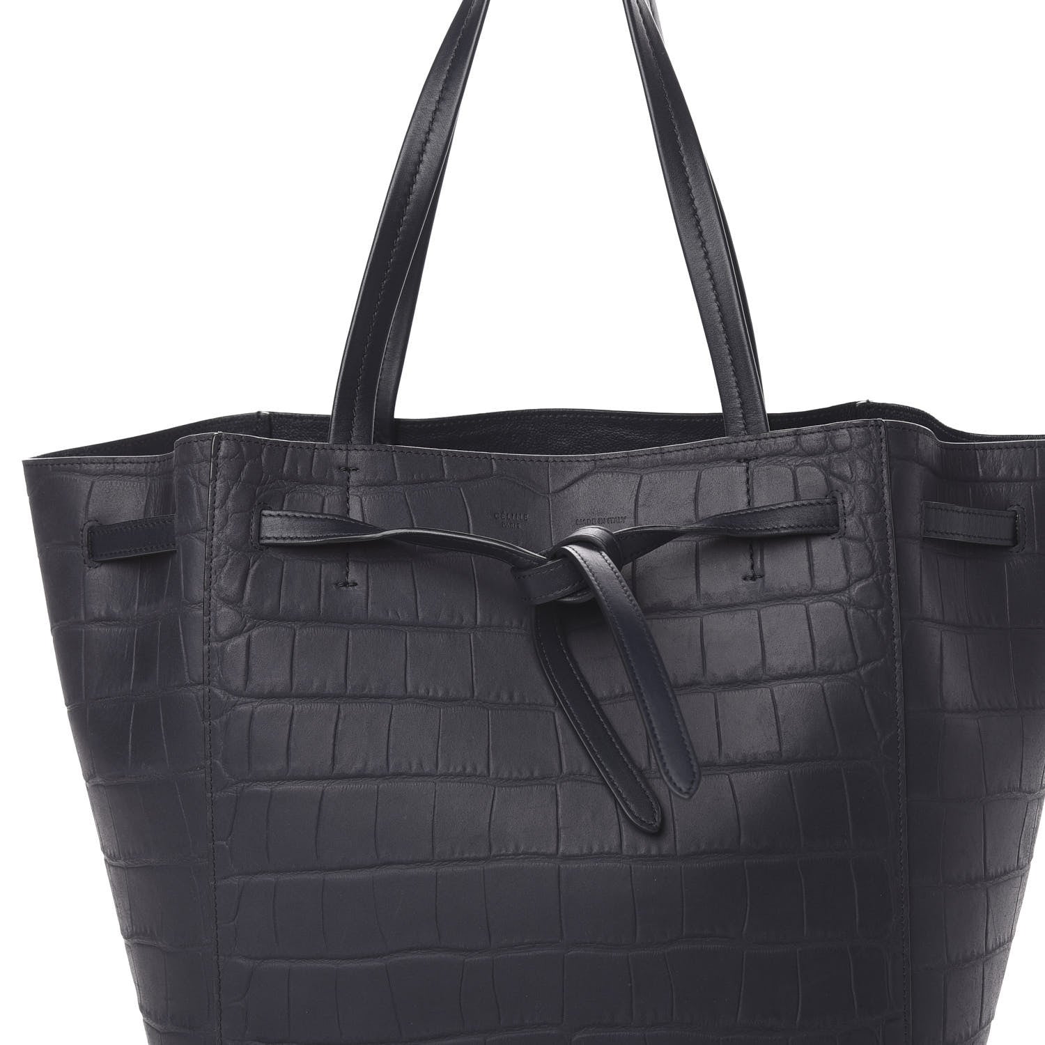 Celine Crocodile Embossed Nubuck Small Belt Cabas Phantom Navy Blue 7 of 10
