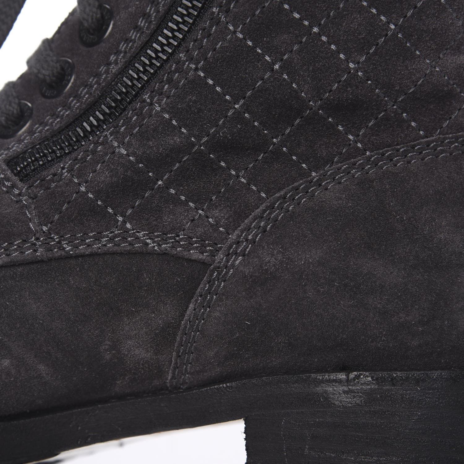 Chanel Suede Quilted CC Tall Lace Up Combat Boots 40.5 Grey 10 of 10