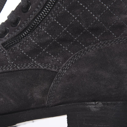 Chanel Suede Quilted CC Tall Lace Up Combat Boots 40.5 Grey 10 of 10