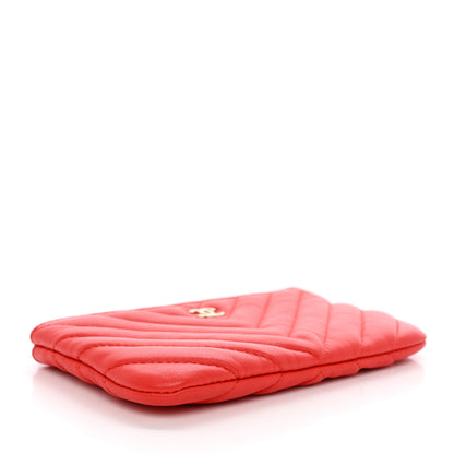 Chanel Lambskin Chevron Quilted Small Cosmetic Case Orange 4 of 7