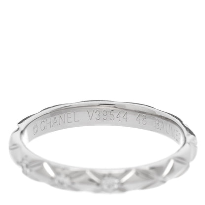 Chanel Platinum Diamond Small Matelasse Ring 48 4.5 5 of 6