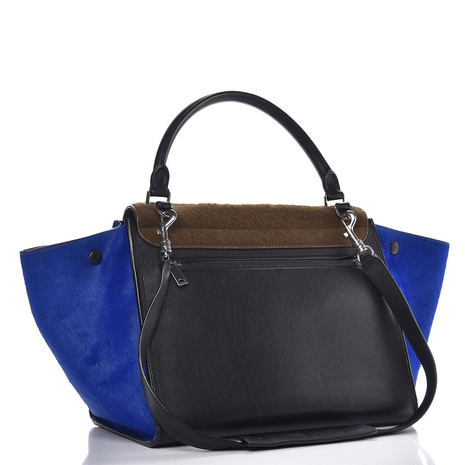 Celine Pony Hair Smooth Calfskin Tri-color Medium Trapeze Cobalt 4 of 17