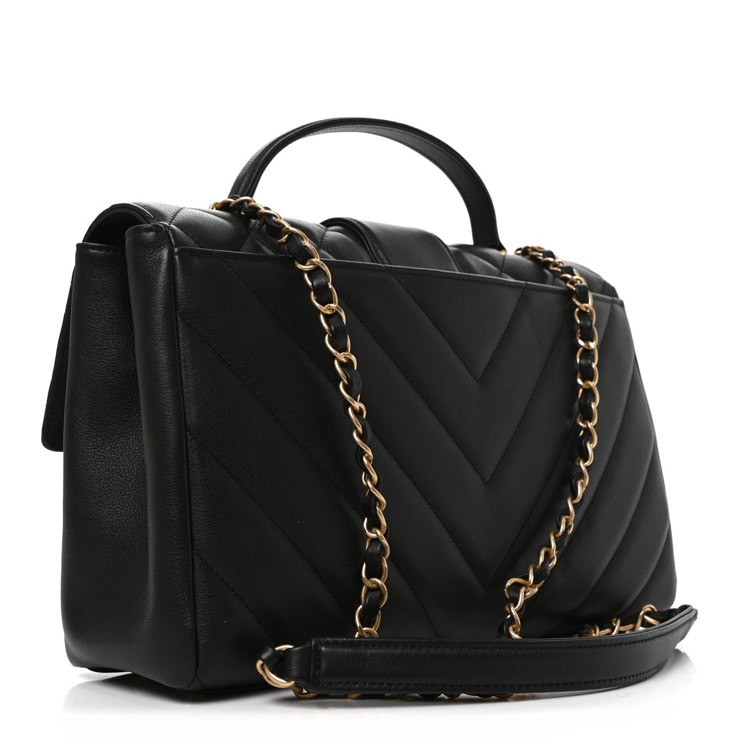 Calfskin Quilted Chevron In The City Bag Black