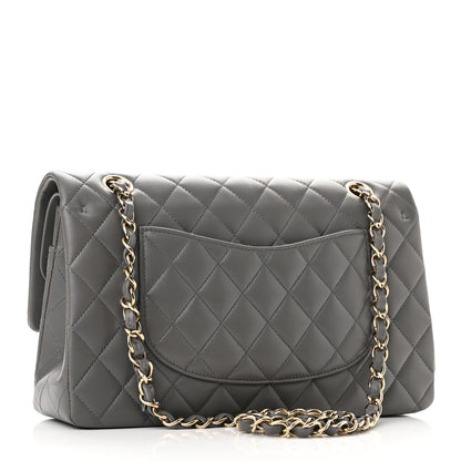 Chanel Lambskin Quilted Medium Double Flap Dark Grey 2 of 9