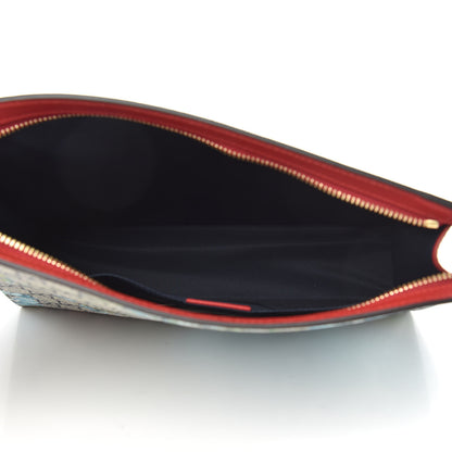 Gucci GG Supreme Monogram Blooms Large Cosmetic Case Beige Blue Navy Hibiscus Red 5 of 10