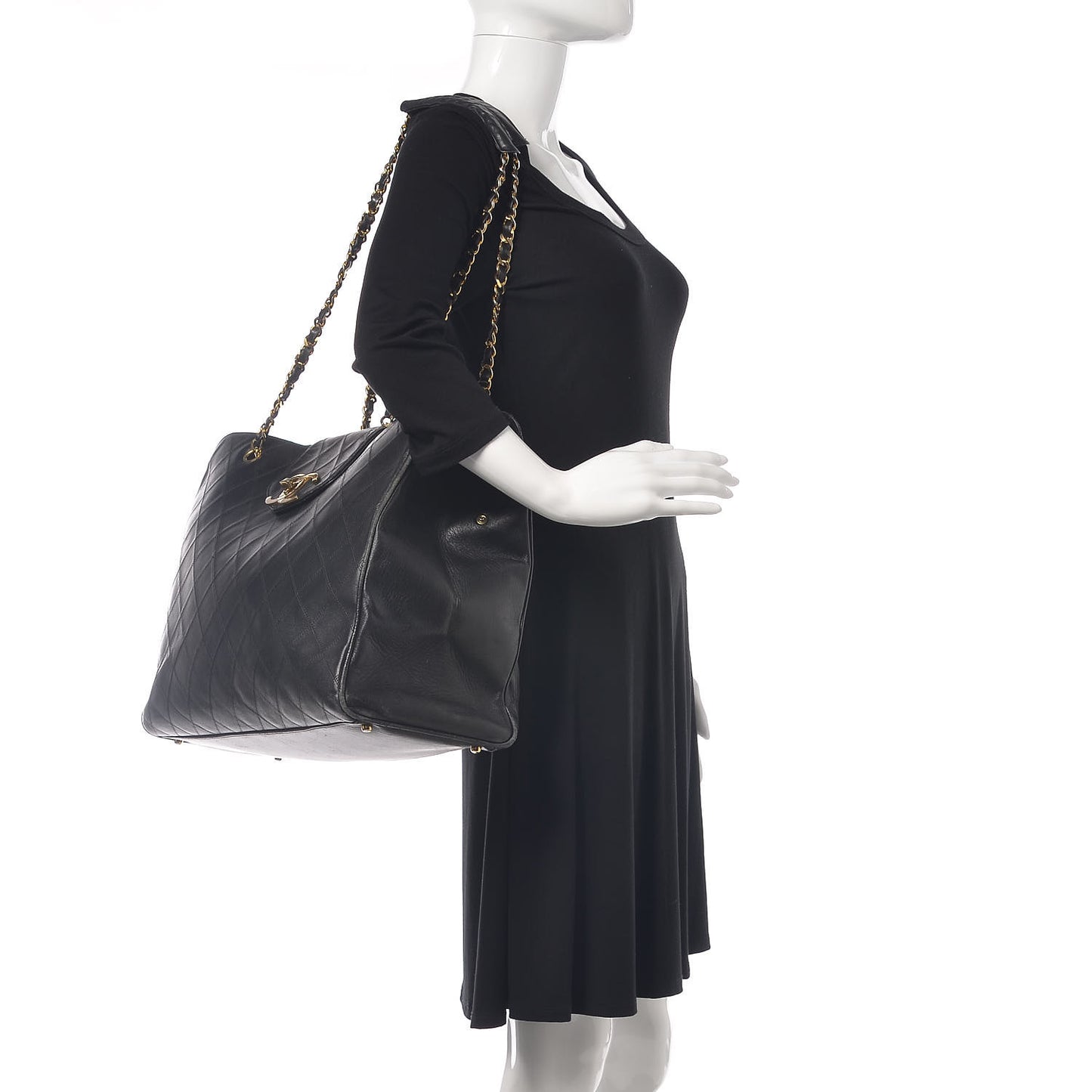 Calfskin Stitched XL Weekender Black