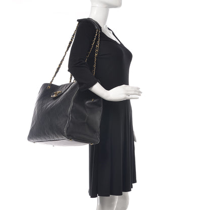 Chanel Calfskin Stitched XL Weekender Black 2 of 24
