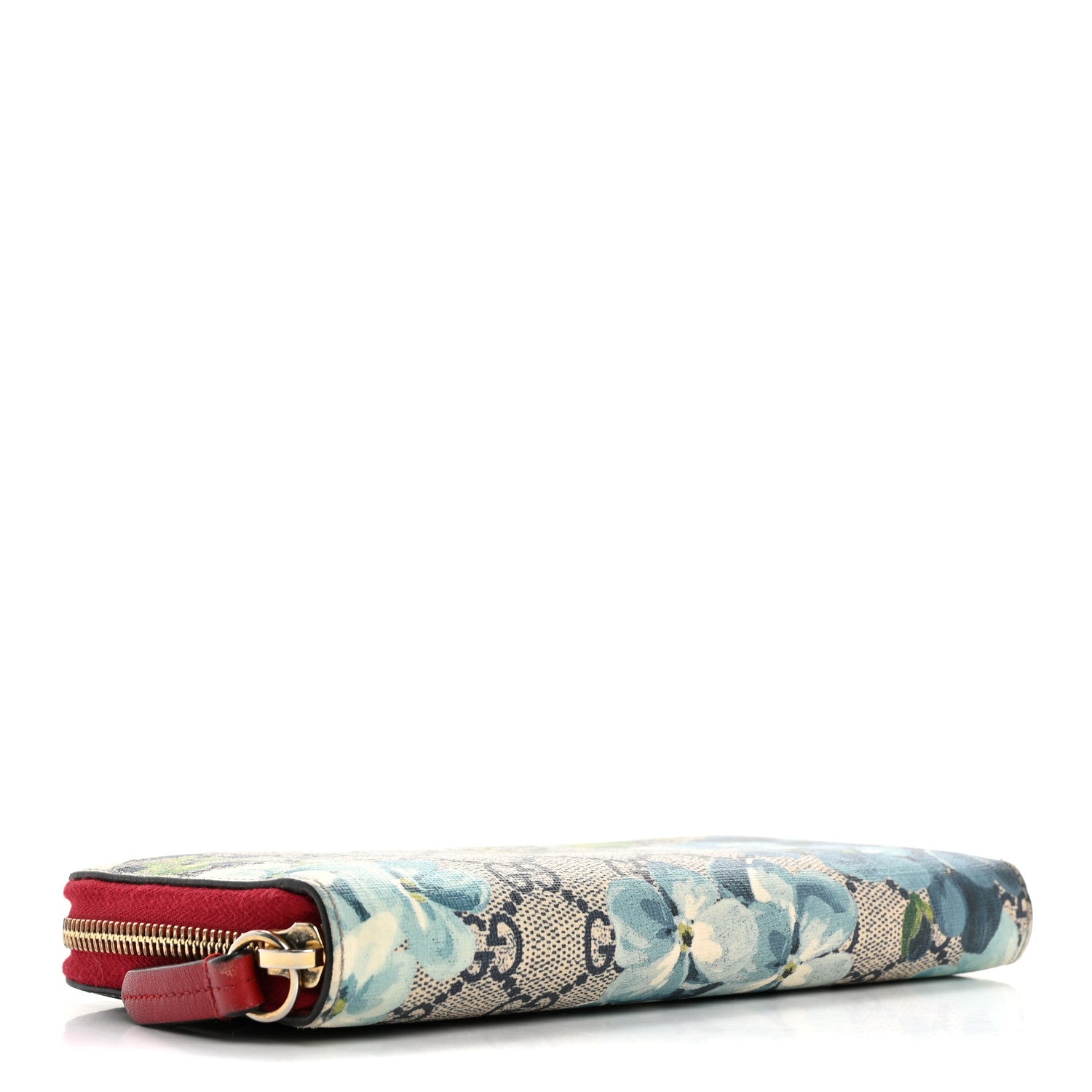 Gucci GG Supreme Monogram Blooms Zip Around Wallet Blue Red 4 of 17