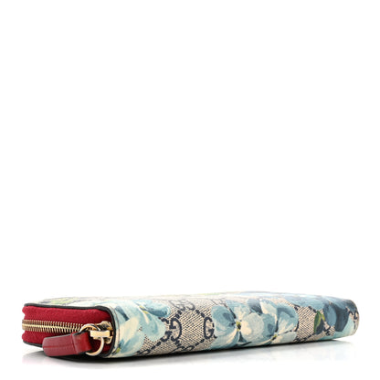 Gucci GG Supreme Monogram Blooms Zip Around Wallet Blue Red 4 of 17