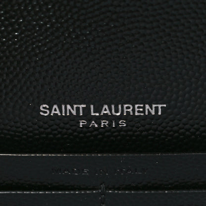 Saint Laurent Grain De Poudre Matelasse Chevron Monogram Envelope Chain Wallet Black 5 of 8