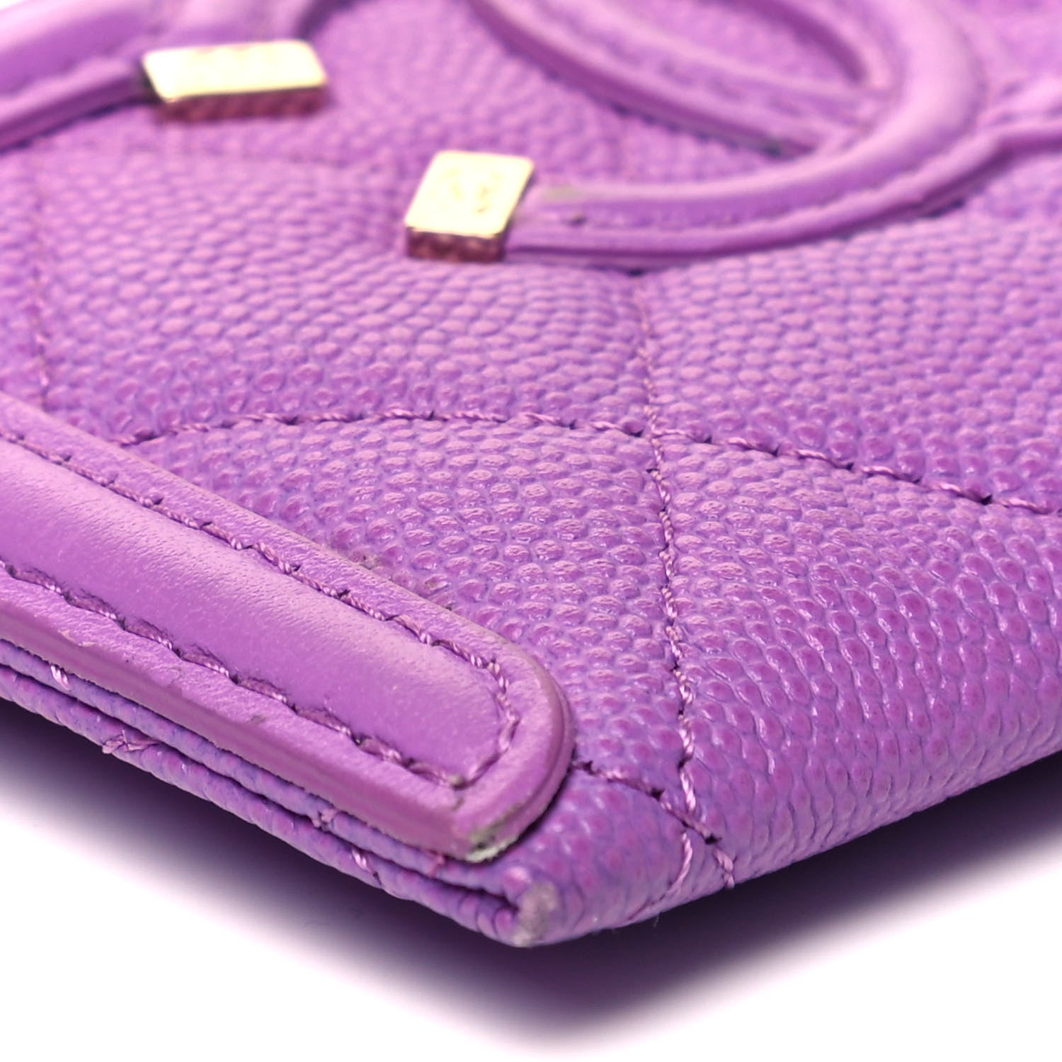 Chanel Caviar Quilted Filigree Card Holder Purple 8 of 9