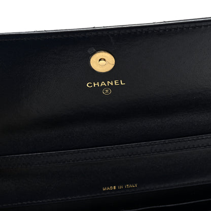 Chanel Lambskin Quilted Round Top Handle Flap Phone Holder With Chain Black 6 of 10