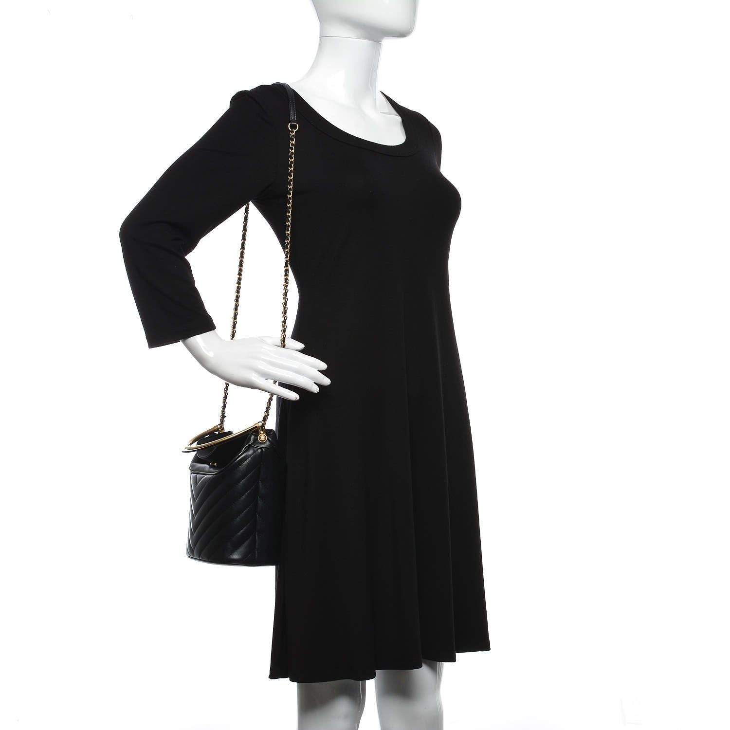 Chanel Lambskin Chevron Quilted Handle With Chic Bucket Bag Black 2 of 8