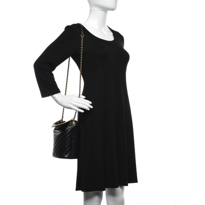 Chanel Lambskin Chevron Quilted Handle With Chic Bucket Bag Black 2 of 8