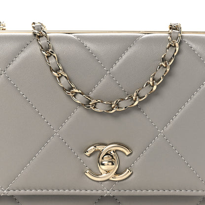 Chanel Lambskin Quilted Trendy CC Wallet On Chain WOC Grey 9 of 13
