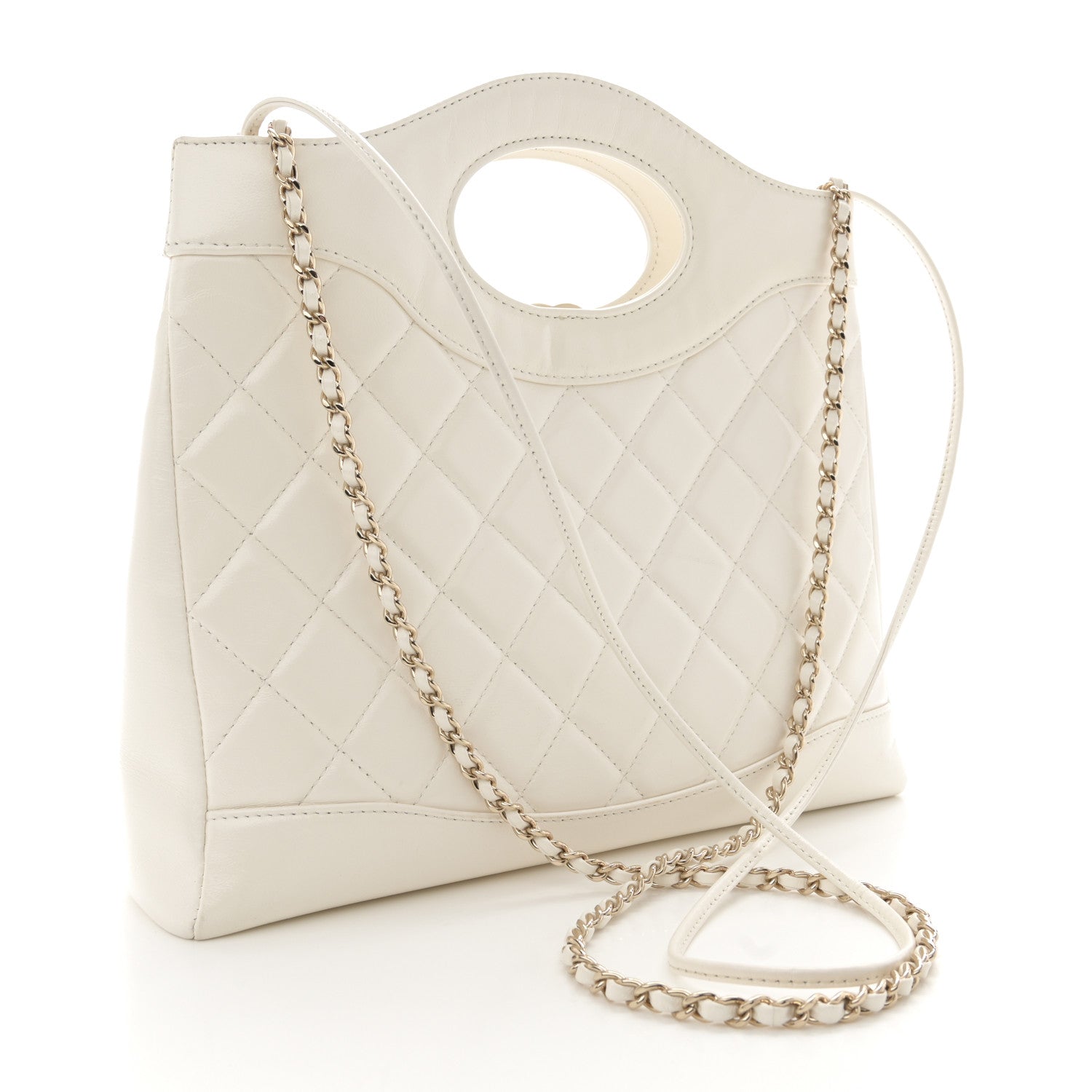 Chanel Shiny Lambskin Quilted Small 31 Shopping Bag White 3 of 11