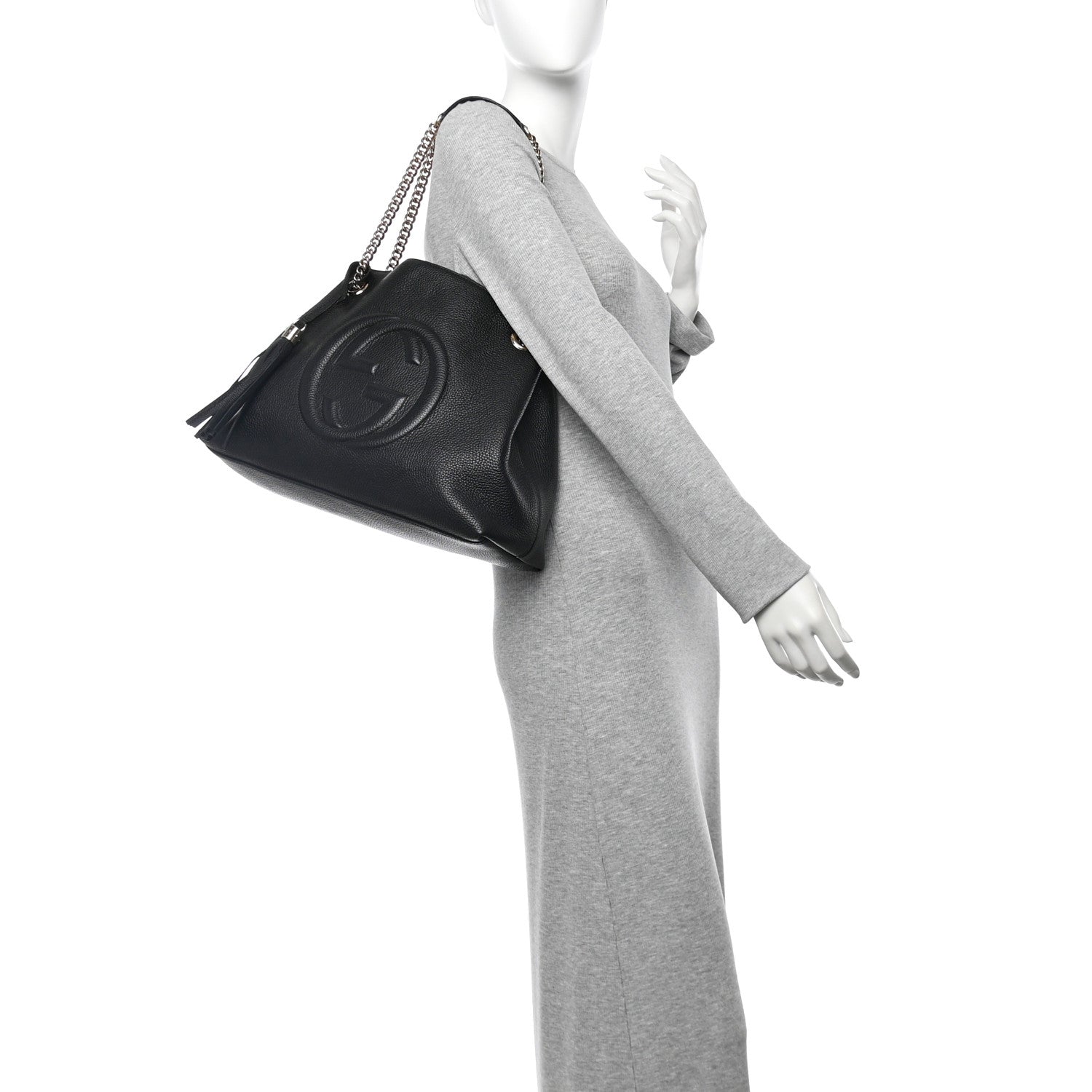 Gucci Pebbled Calfskin Medium Soho Chain Shoulder Bag Black 2 of 10