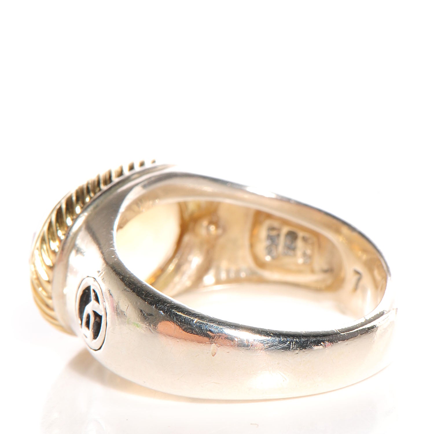 David Yurman Sterling Silver 18k Yellow Gold Citrine Domed Ring 7 3 of 5