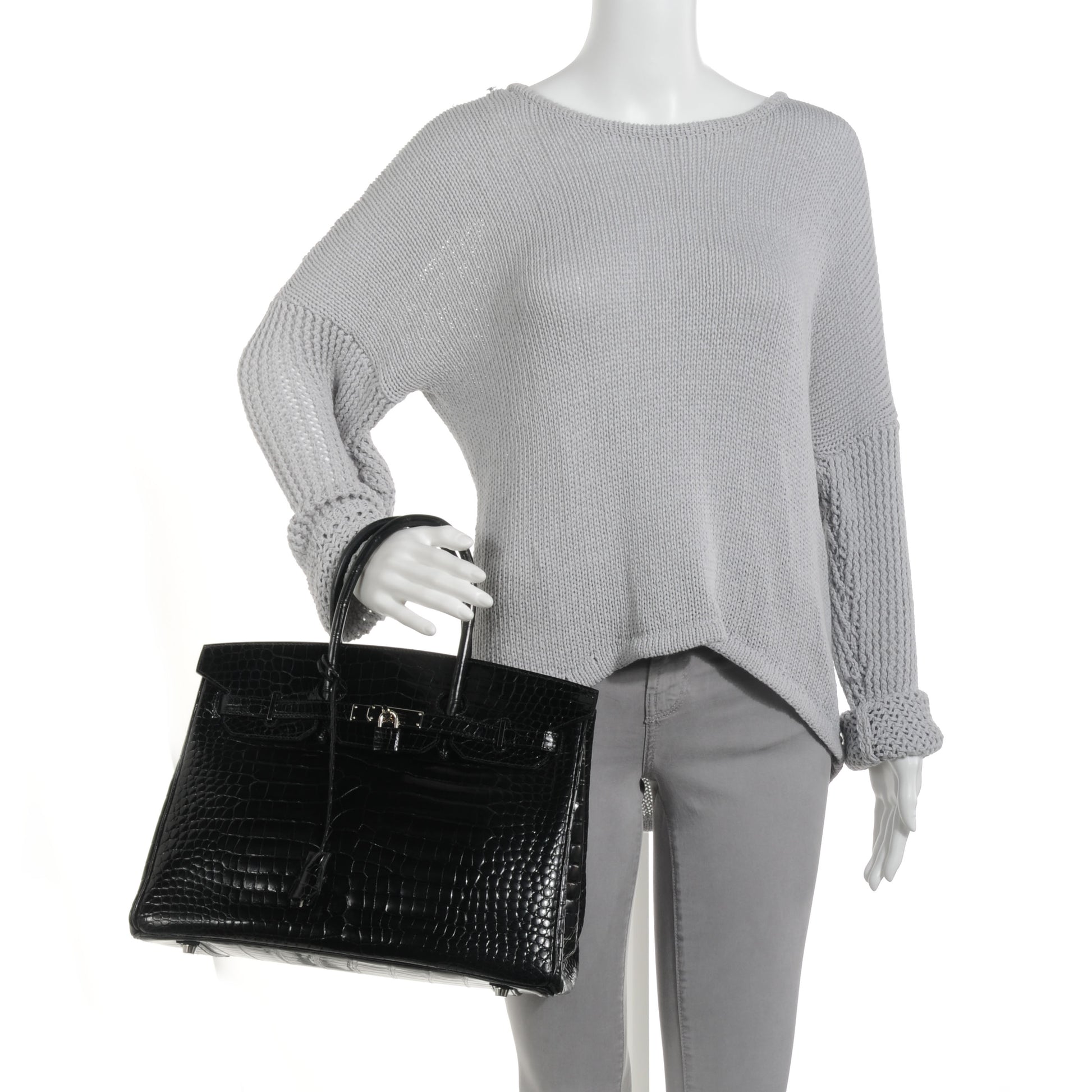 Hermes Shiny Porosus Crocodile Birkin 35 Black 2 of 11