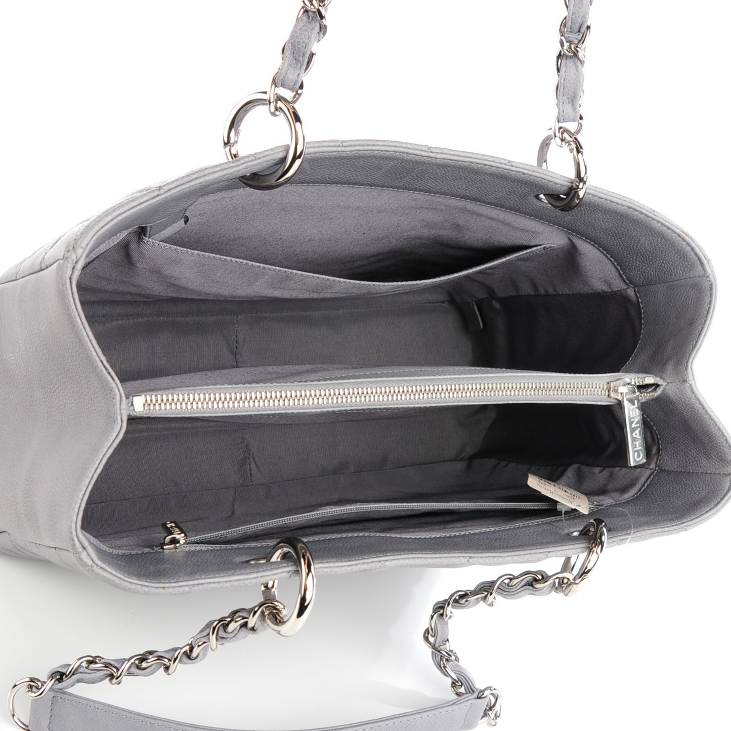 Caviar Quilted Grand Shopping Tote GST Light Grey