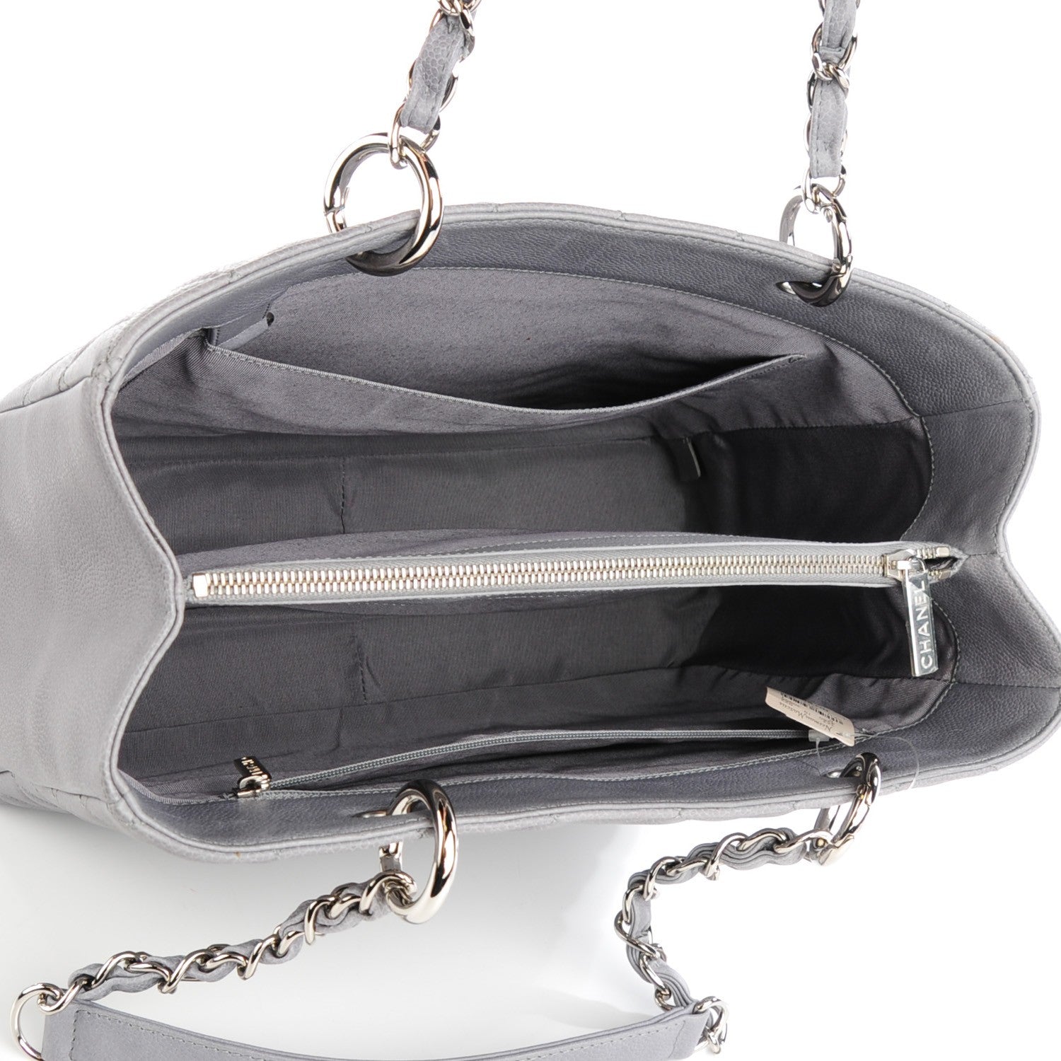 Chanel Caviar Quilted Grand Shopping Tote GST Light Grey 5 of 7