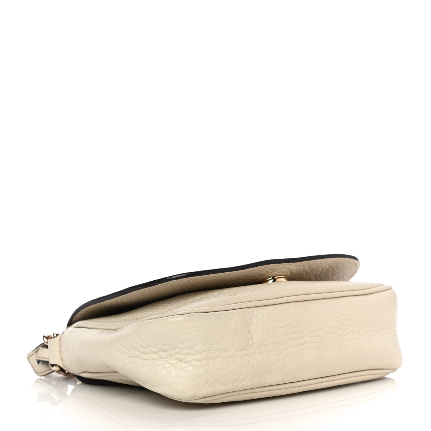 Pebbled Calfskin Small Soho Flap Crossbody Off White