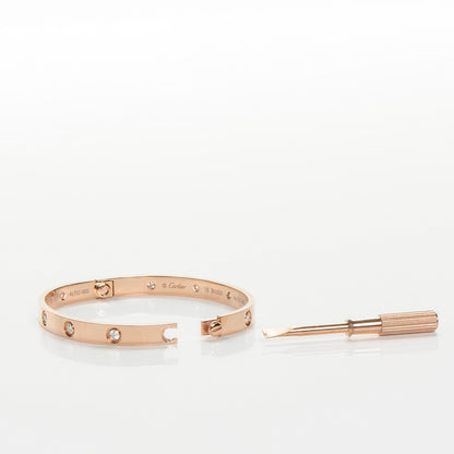 Cartier 18K Pink Gold 10 Diamond LOVE Bracelet 18 6 of 7