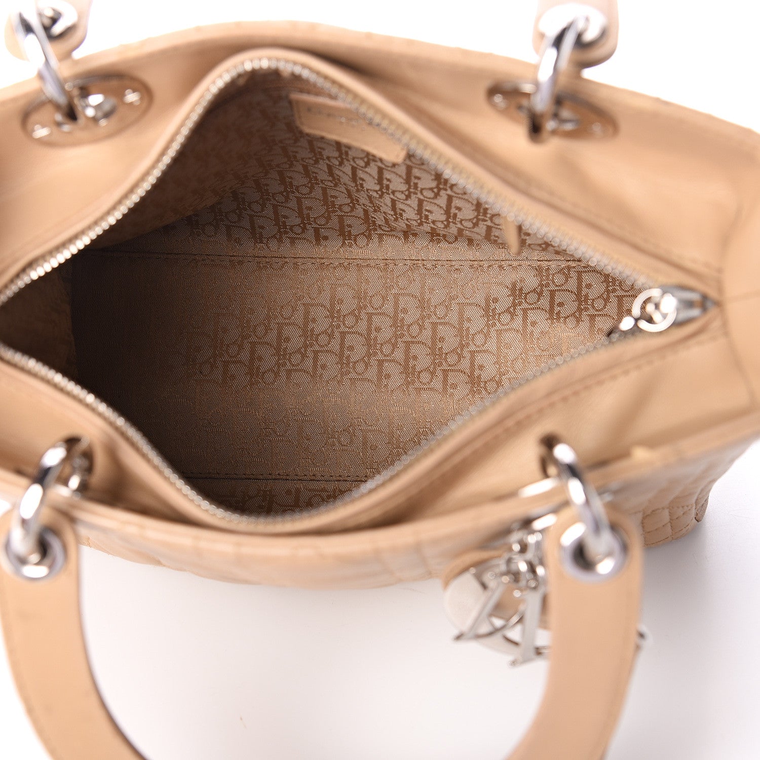 Christian Dior Lambskin Cannage Medium Lady Dior Beige 4 of 13
