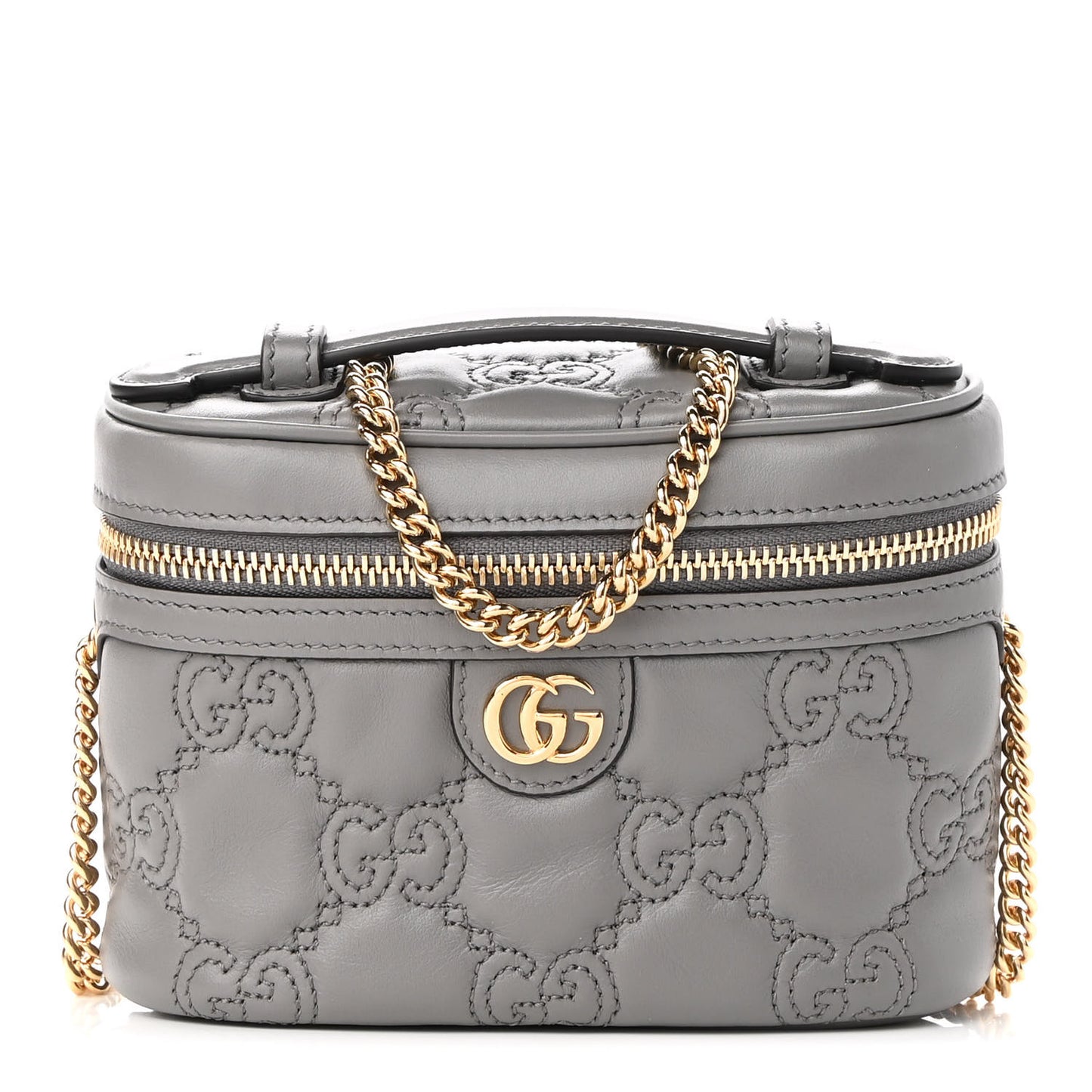 Calfskin GG Matelasse Mini Top Handle Bag Dusty Grey