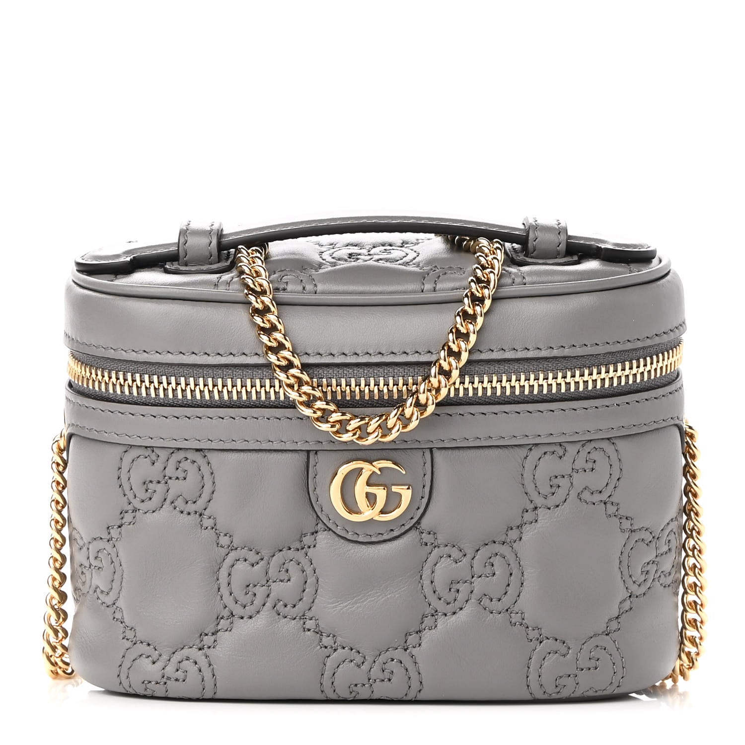 Gucci Calfskin GG Matelasse Mini Top Handle Bag Dusty Grey 1 of 9