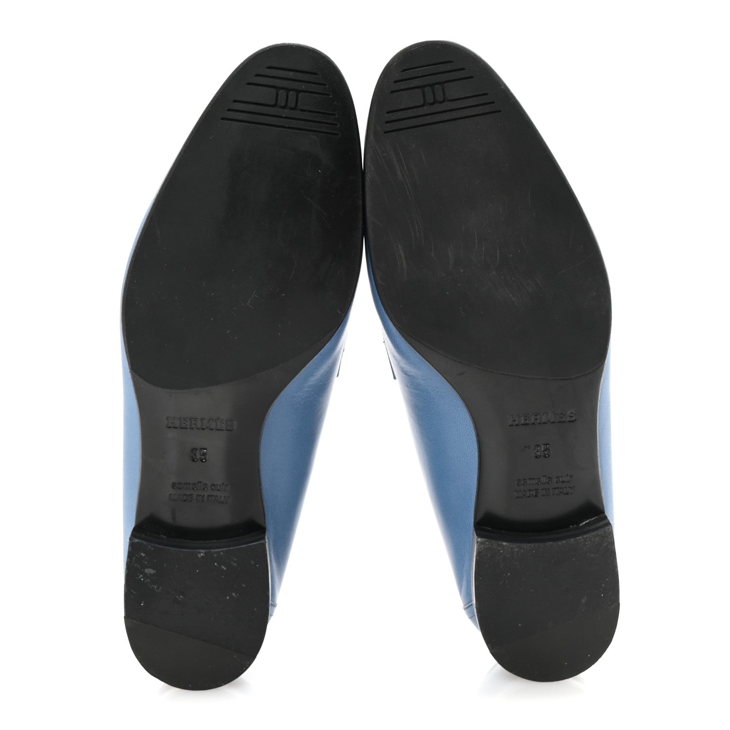 Hermes Goatskin Womens Royal Loafers 35 Bleu Faience 6 of 10