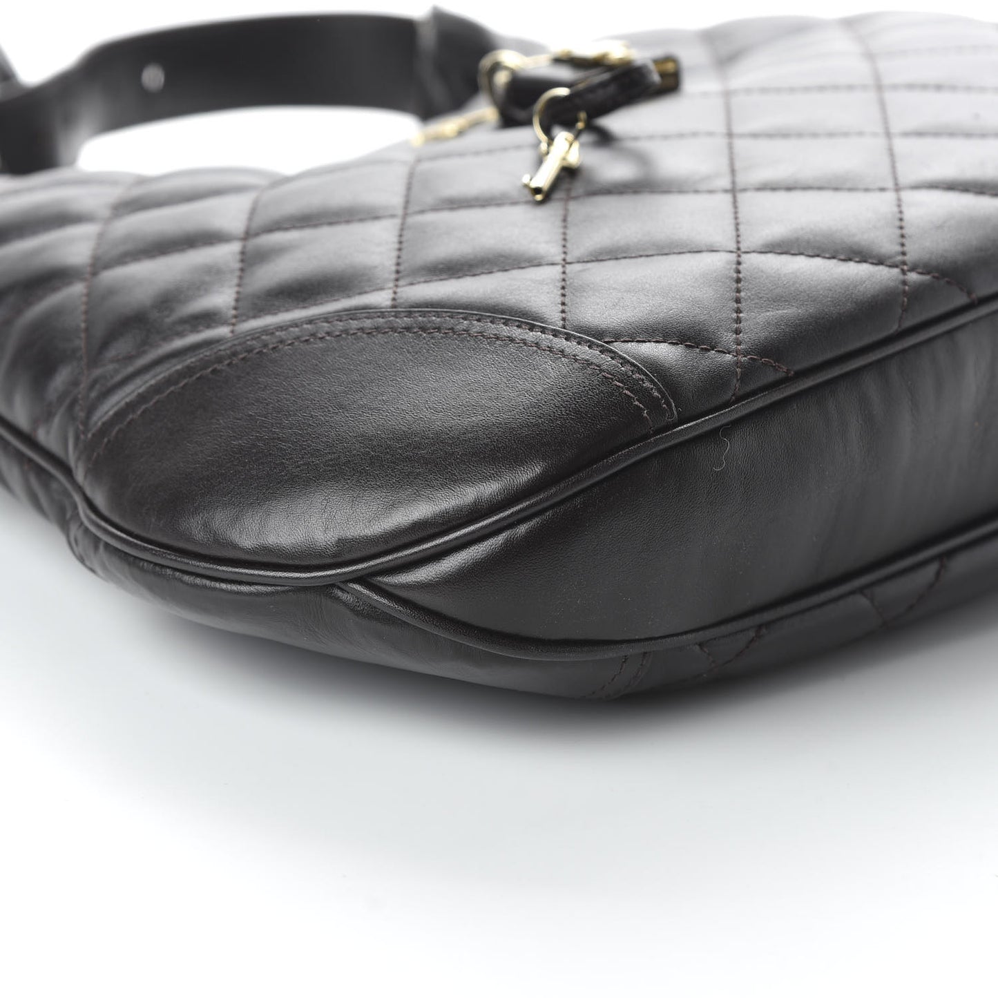 Calfskin Quilted Brook Hobo Dark Brown