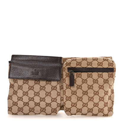 Gucci GG Monogram Double Pocket Belt Bag Dark Brown 1 of 10
