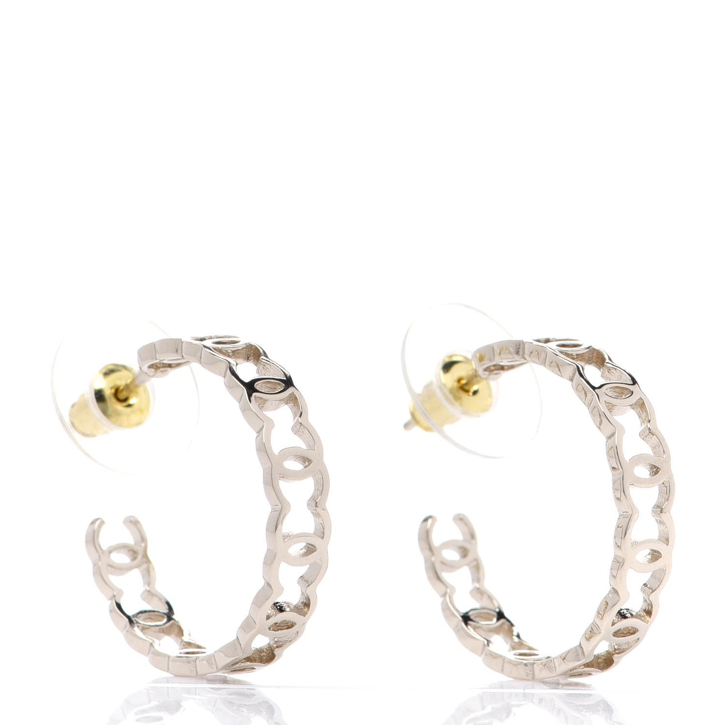 Metal CC Hoop Earrings Gold