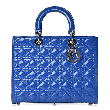 Christian Dior Patent Cannage Large Lady Dior Blue 1 of 15