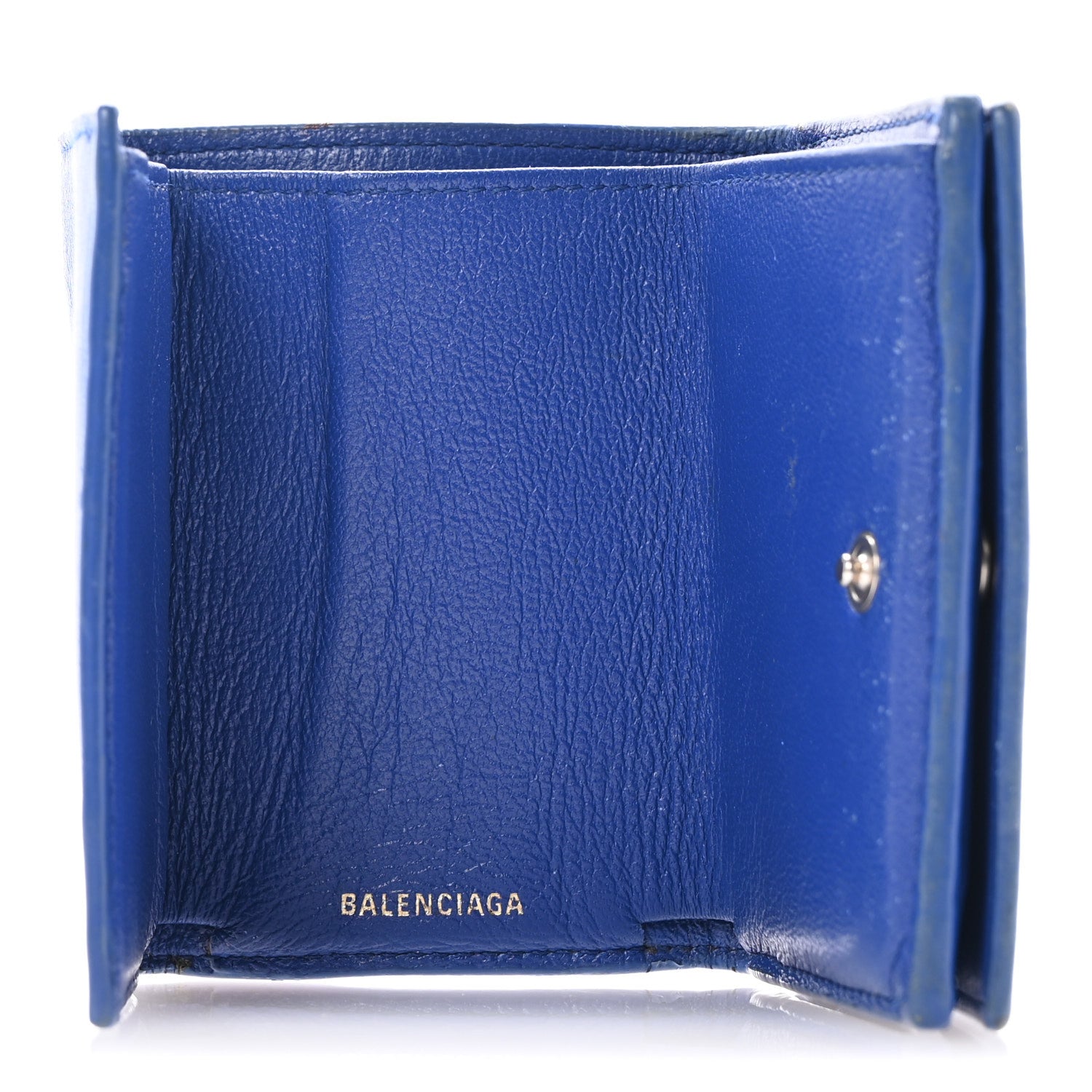Balenciaga Calfskin Kittens Logo Wallet Electric Blue White 5 of 12