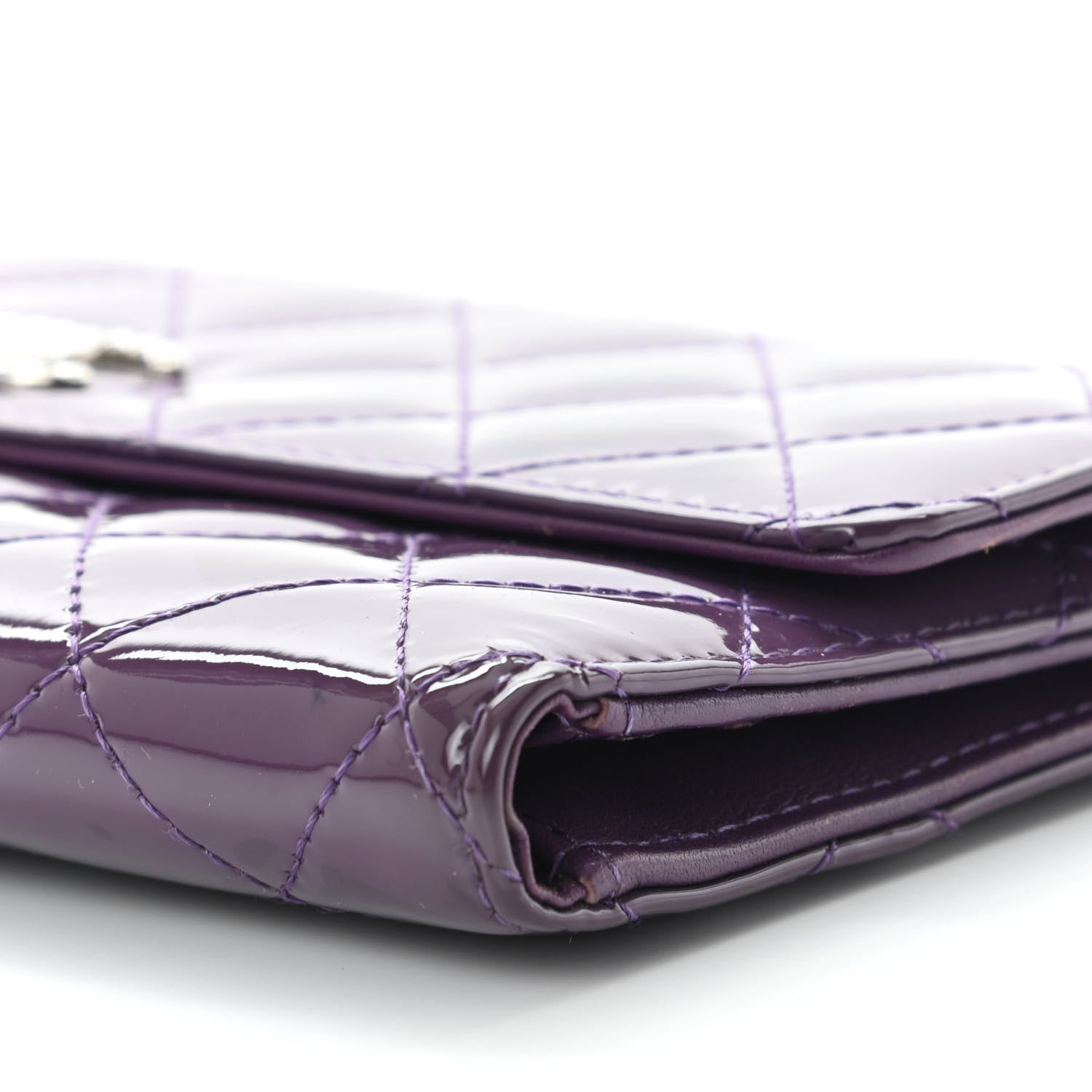 Chanel Patent Calfskin Quilted Large Brilliant Flap Wallet Purple 12 of 14