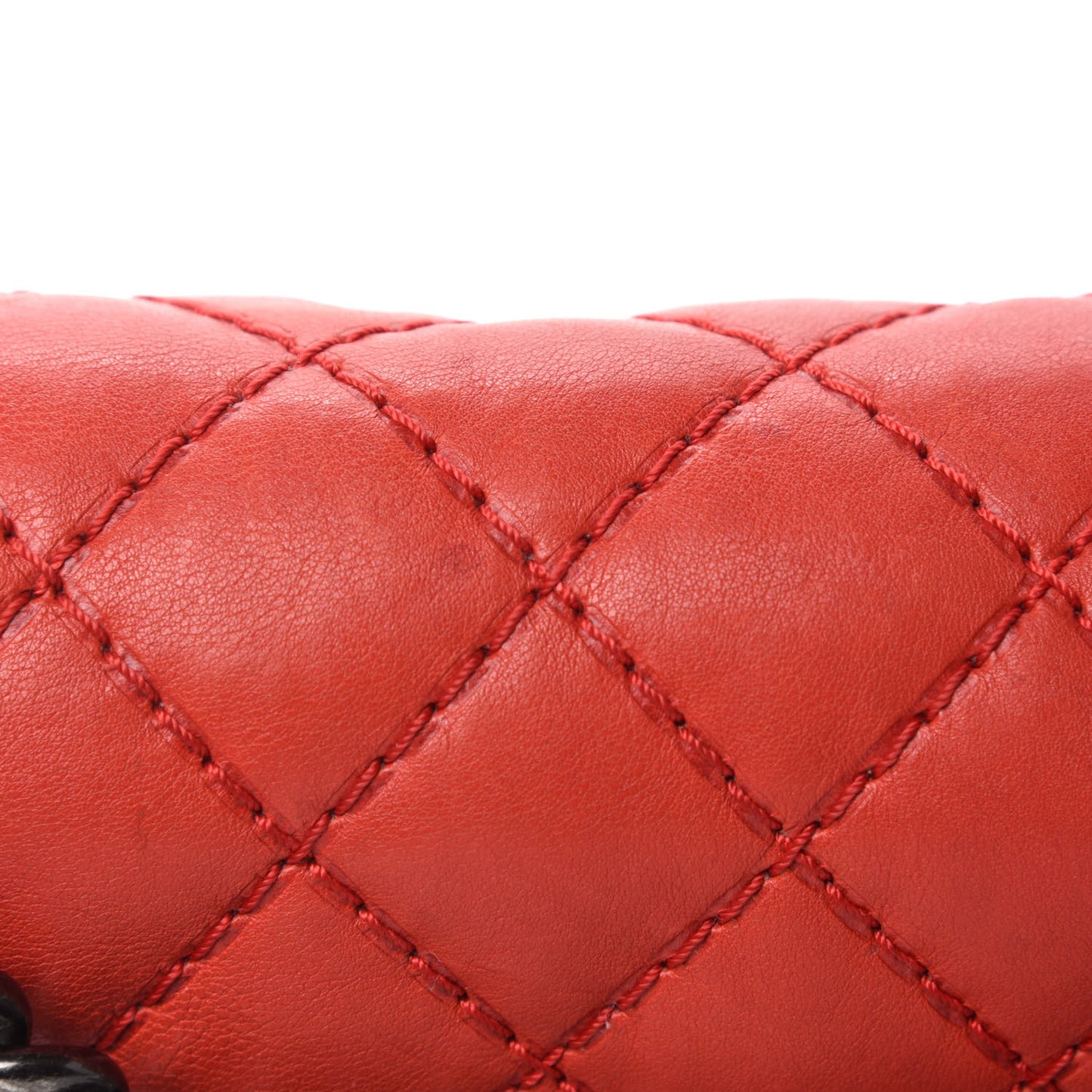 Calfskin Quilted Double Stitch Medium Boy Flap Red