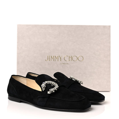 Jimmy Choo Suede Crystal Mani Flat Loafer 35 Black 12 of 12