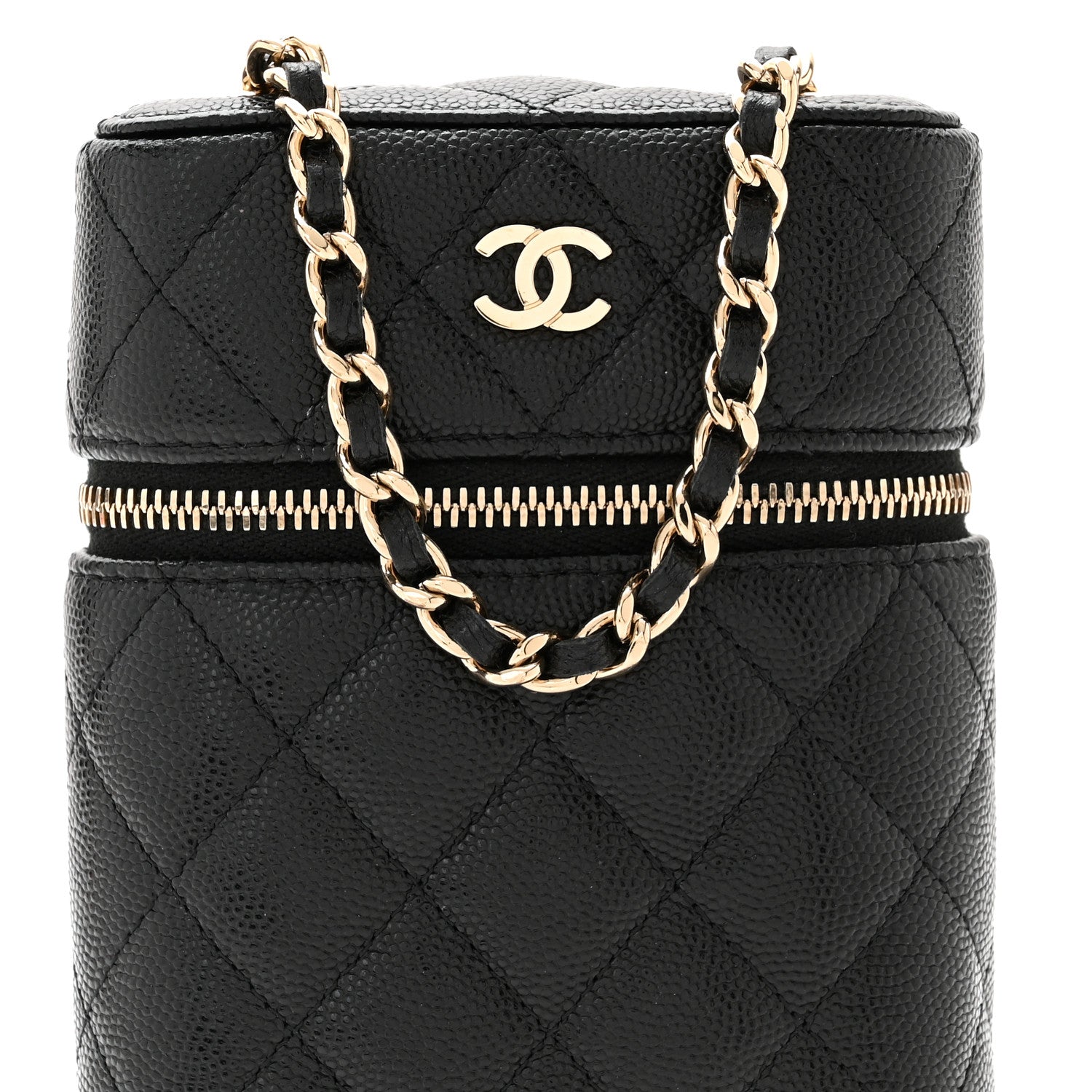 Chanel Caviar Quilted Phone Holder With Chain Black 8 of 11