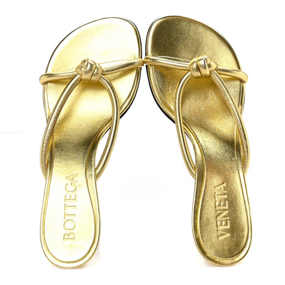 Bottega Veneta Metallic Nappa Blink Knot Mule Sandals 37.5 Gold 2 of 10
