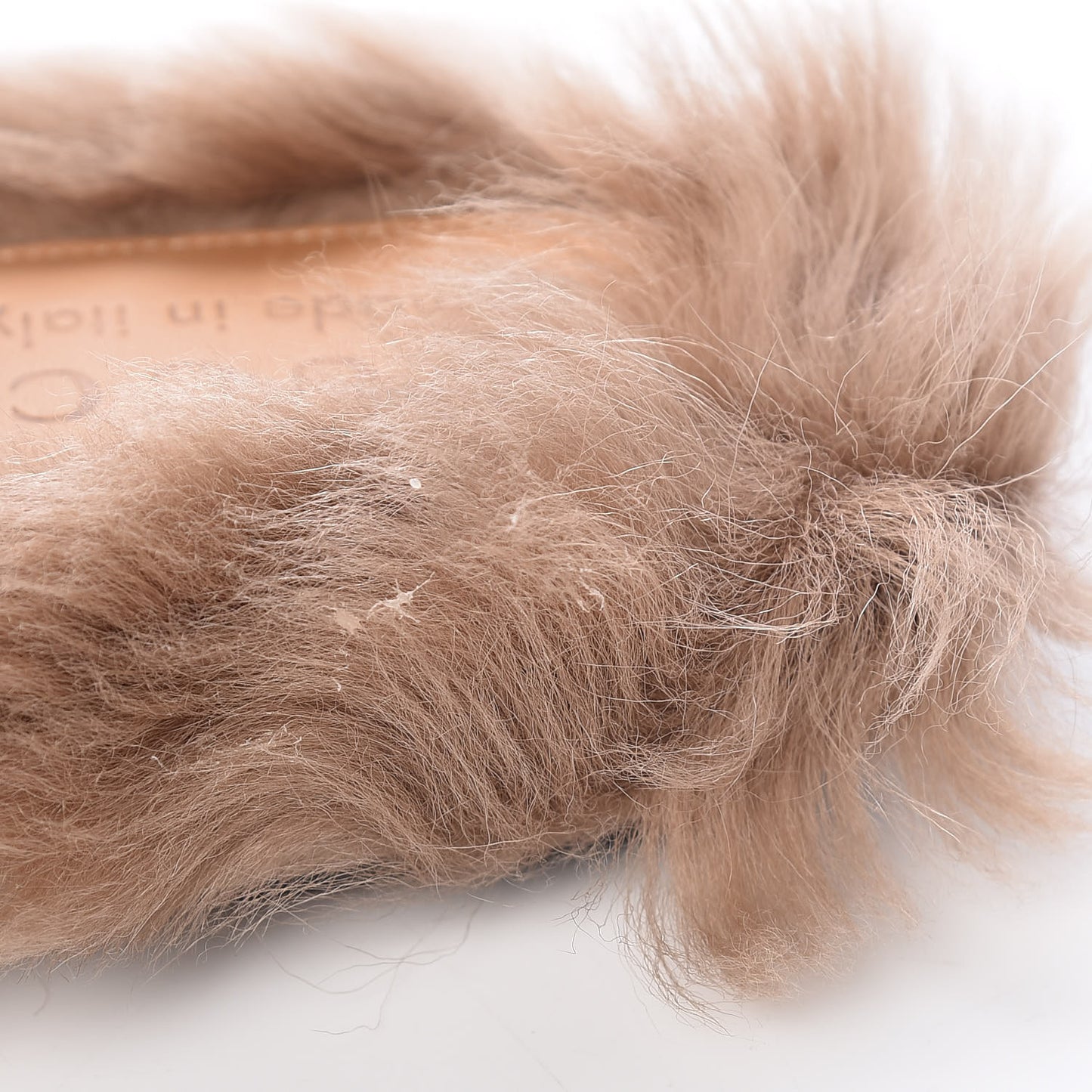 Goatskin Fur Web GG Skull Embroidered Mens Princetown Slippers 11 Black
