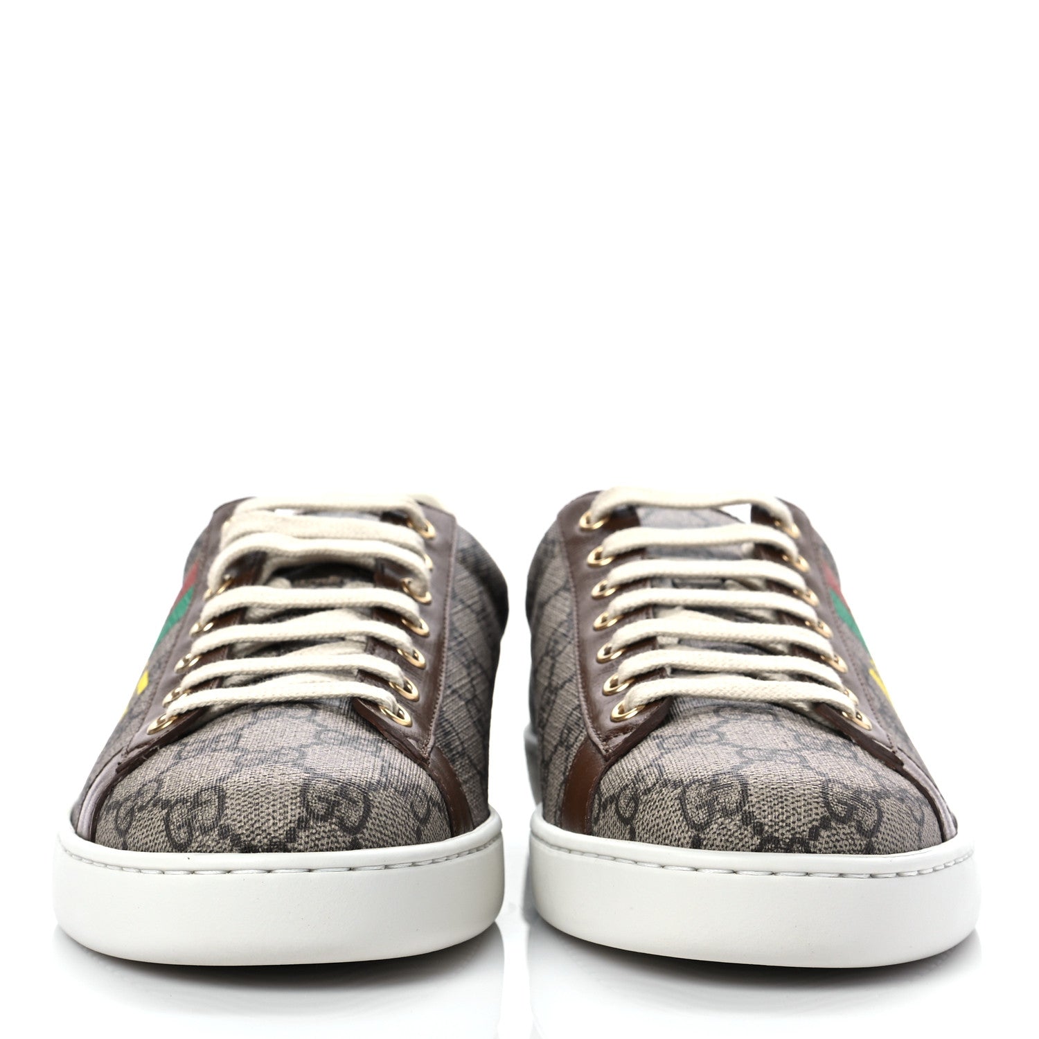 Gucci GG Supreme Monogram Fake/Not Mens Ace Sneakers 8.5 Beige New Shamarock Brown Sugar 2 of 10