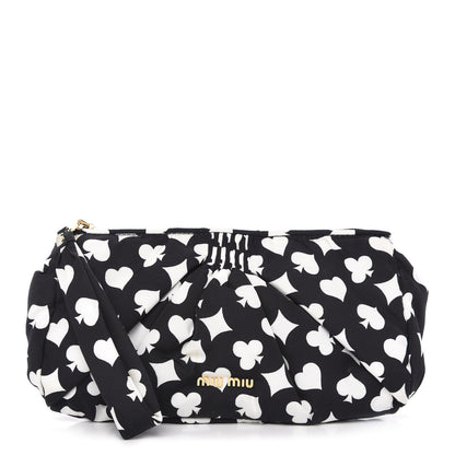 Miu Miu Faille Playing Card Print Clutch Black Black White 1 of 9