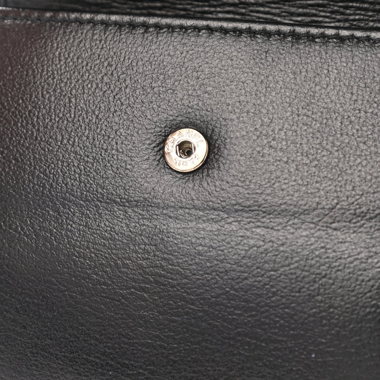 Glazed Goatskin Camellia Embossed French Flap Wallet Black