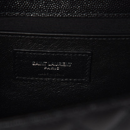 Saint Laurent Grain De Poudre Textured Mixed Matelasse Triquilt Medium Monogram Satchel Black 8 of 8