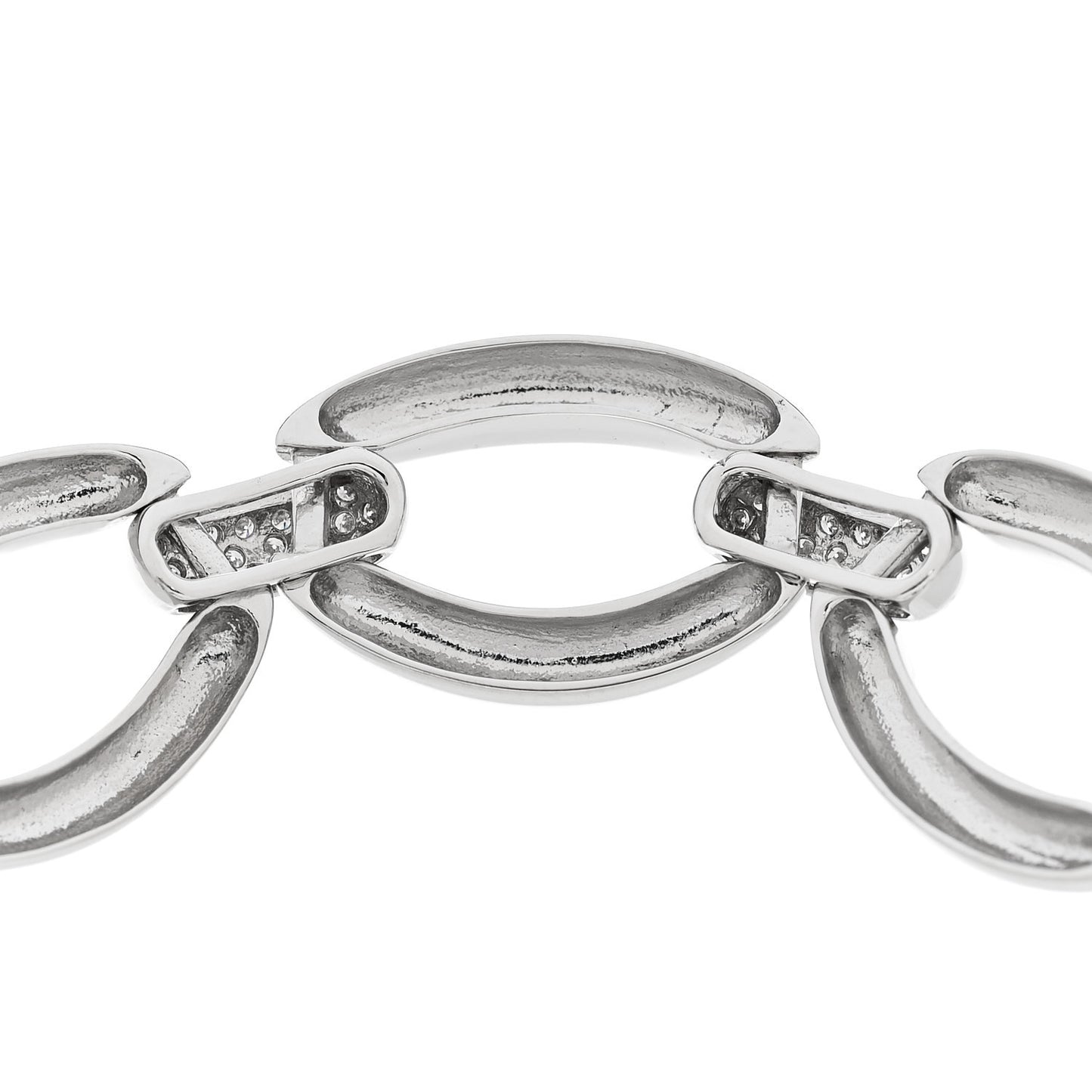 18K White Gold Diamond .60ct Oval Link Bracelet