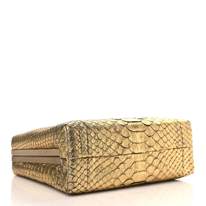 Chanel Metallic Snakeskin Kisslock Crossbody Gold 4 of 10