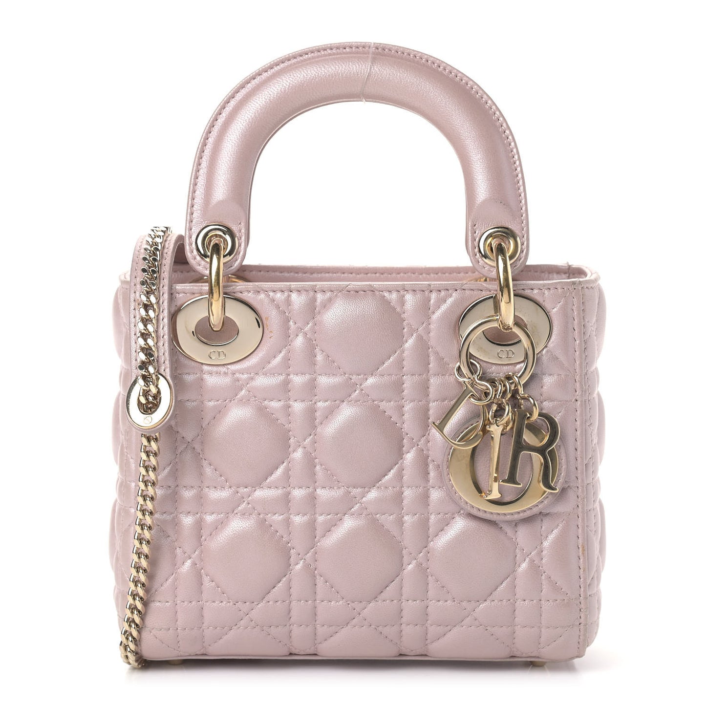Metallic Lambskin Cannage Mini Lady Dior Lotus